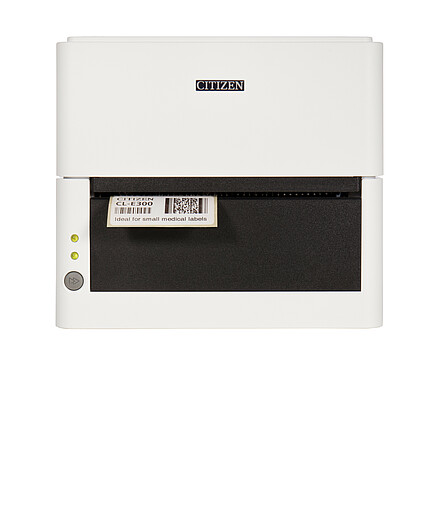 Citizen Принтер для печати этикеток CL-300  белый вид спереди распечатка